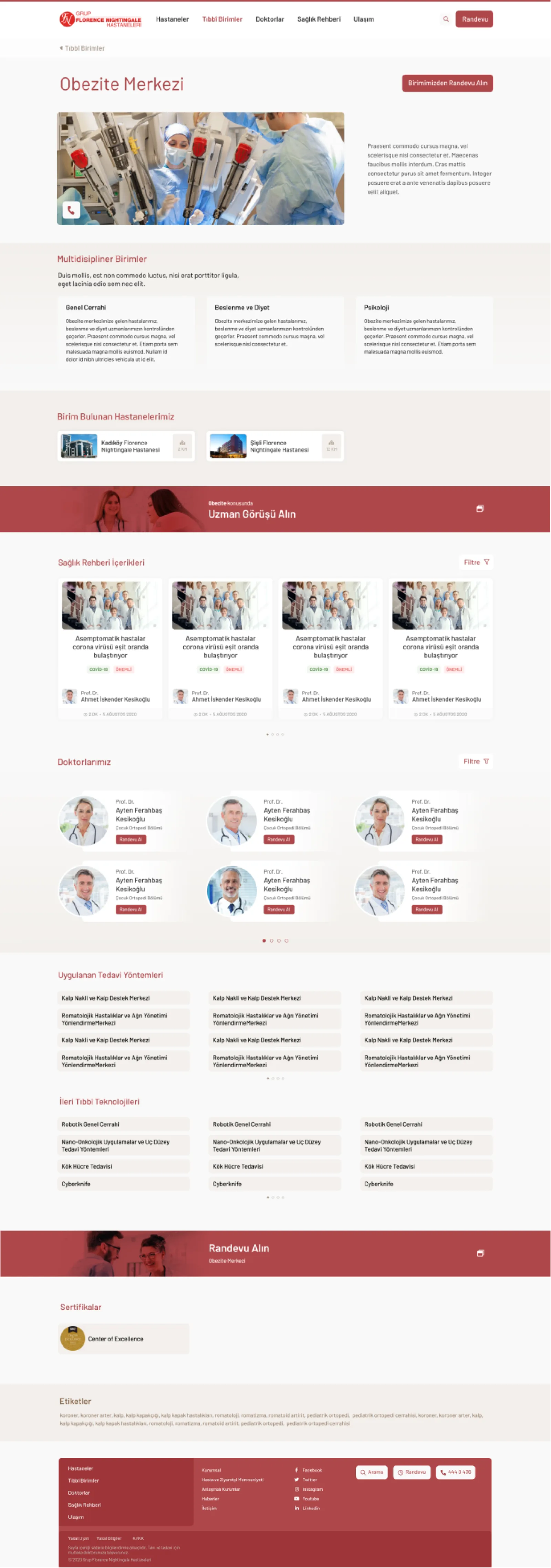 Desktop view - Department Page