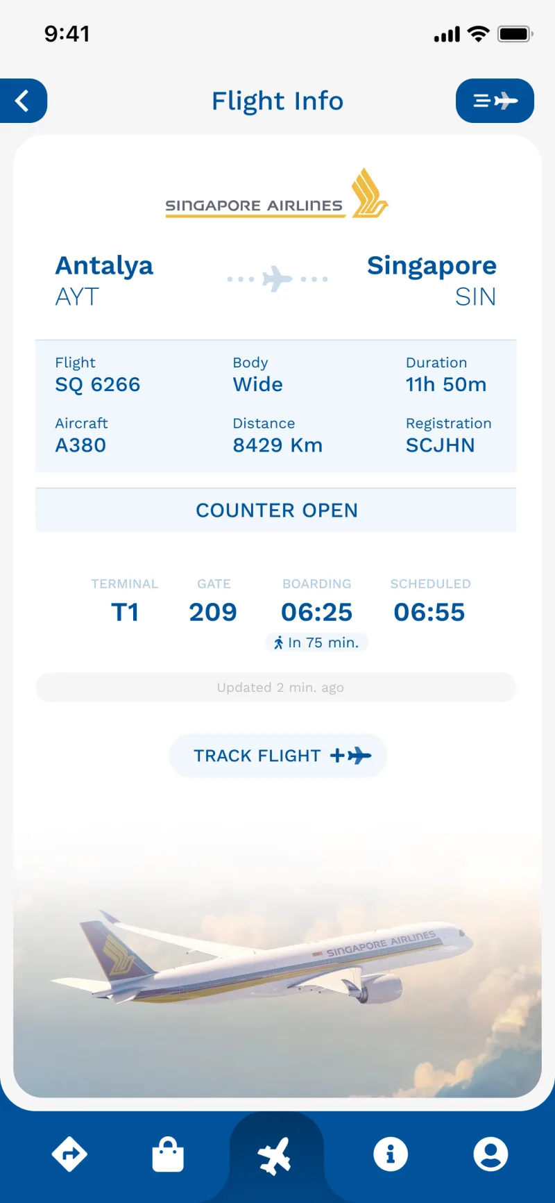 Phone view - Flight Info