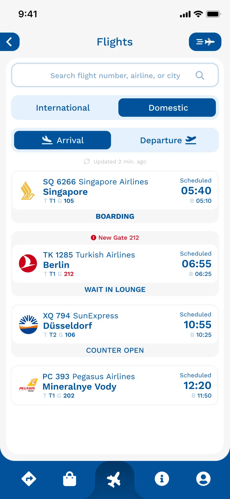 Phone view - Flights