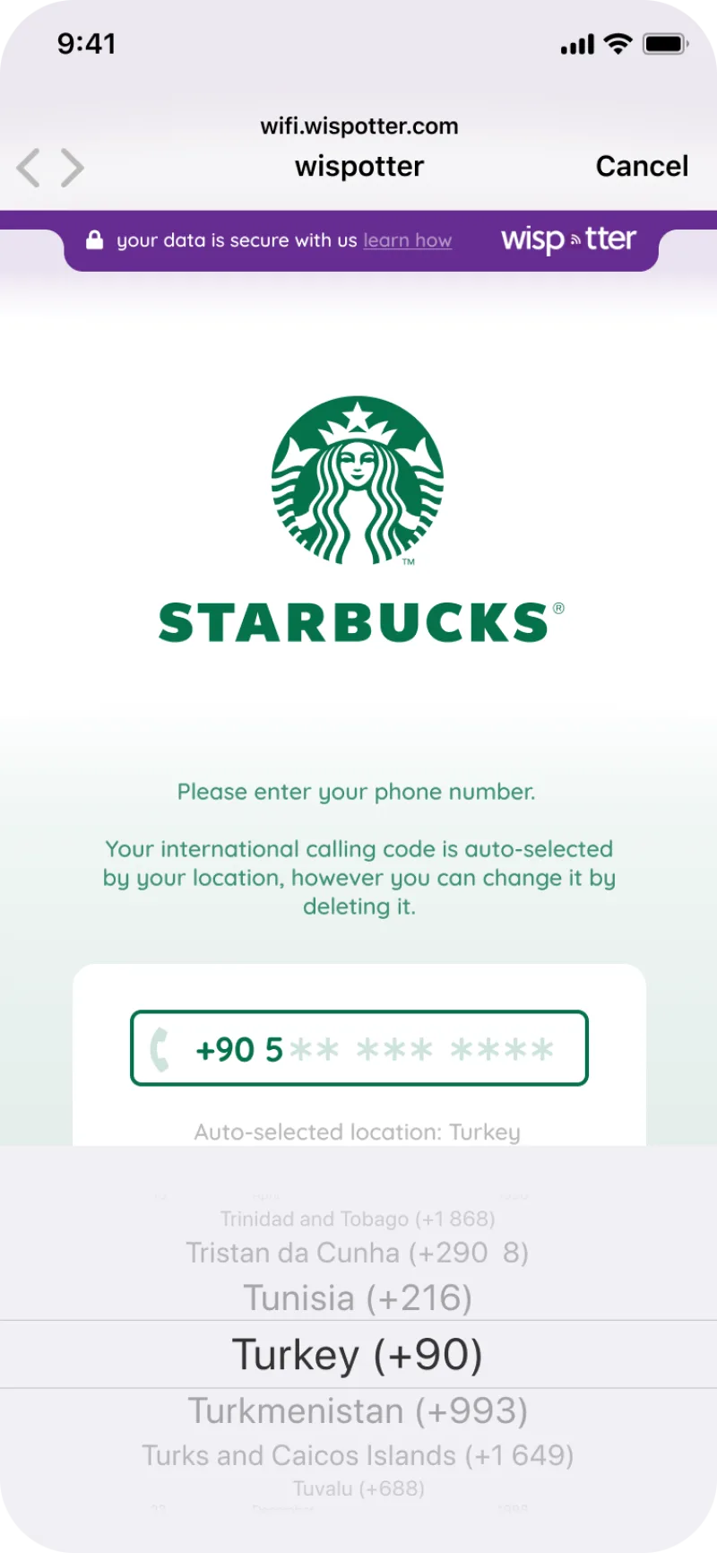 Country Code Selection